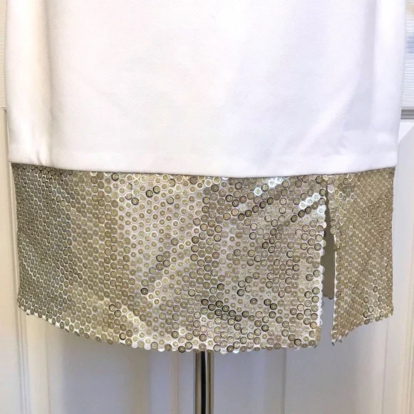 NWT Harper Rose Sequin Hem Embellished Sheath Dress White - Picture 11 of 16